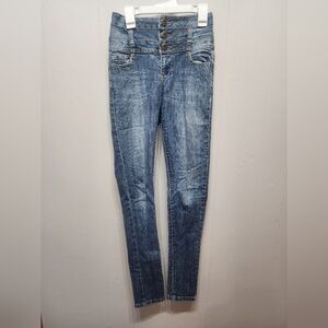 Rue 21 Jeans Size 0 Super Skinny Button Front‎ High Waist Casual Denim B854
